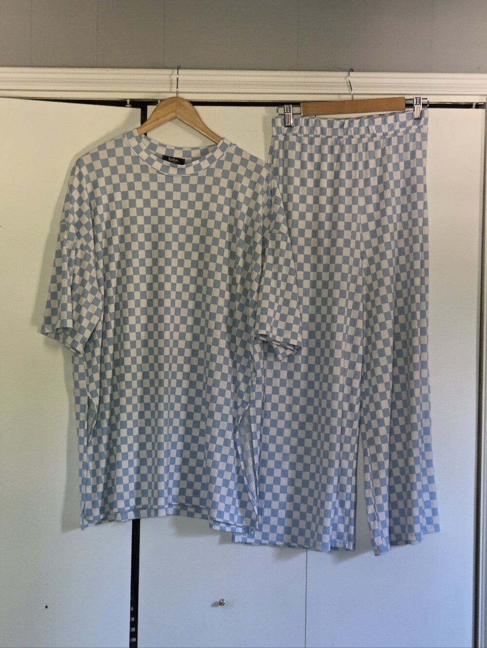 Dressed In Lala Blue & White Check Set - Comfortable Two-Piece